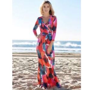 Lunnow Faux Wrap Bodycon Maxi Dress
